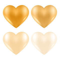 Vector icon set valentines collection of yellow hearts