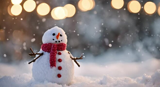 snowman covered in snow during rain outdoors video footage 2k 60fps