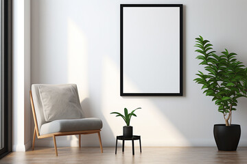 Minimalist Poster Frame Mockup Indoor created with Generative AI