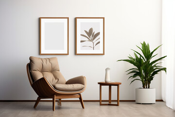 Minimalist Poster Frame Mockup Indoor created with Generative AI