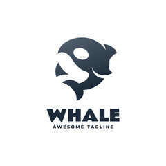 Vector Logo Illustration Whale Negative Space Style.
