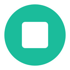 This is the Stop icon from the Music Player icon collection with an Color Fill style