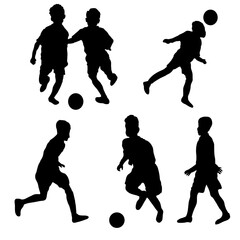 children playing soccer silhouette collection