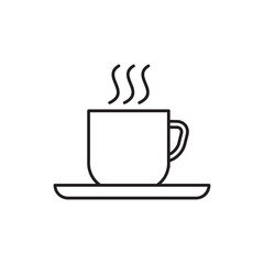 cup of coffee tea with steam liner icon flat trendy style illustration on white backgrounnd..eps