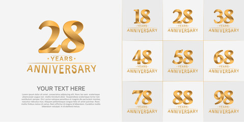 Set of Anniversary Logotype golden color can be use for special day celebration