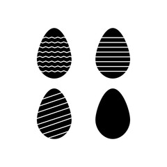 easter eggs set simple black icons, flat trendy style illustration on white background..eps