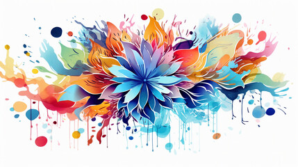 Vibrant Watercolor Flower: Abstract Floral Painting on White Background - Artistic Illustration for Elegant Decoration, Perfect for Greeting Cards and Celebrations.
