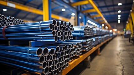 A foundry with several alloy inox pipes.
