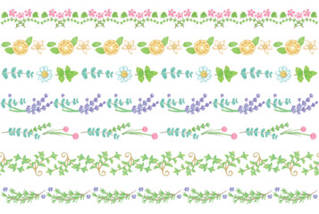 アロマに使われるハーブ・植物のイラスト・フレーム。水彩風ベクター素材