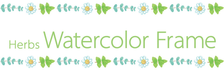 アロマに使われるハーブ・植物のイラスト・フレーム。水彩風ベクター素材