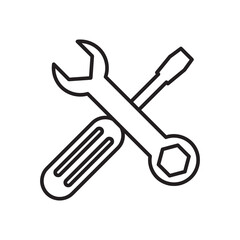screw driver and wrench tools vector, flat linner illustration on white background..eps