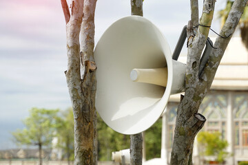 HORN speakers installed on tree branches are a type of speaker used to broadcast sound in the...