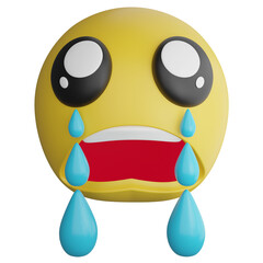 Cry emoji clipart flat design icon isolated on transparent background, 3D render emoji and emoticon concept