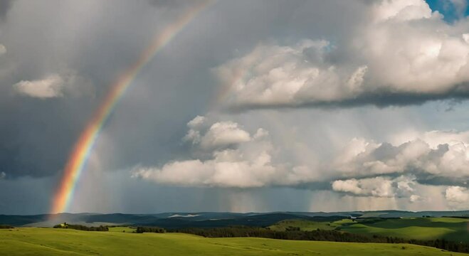sunny weather with rainbow in the clouds video footage 2k 60fps