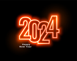 neon style glowing 2024 new year festive holiday background