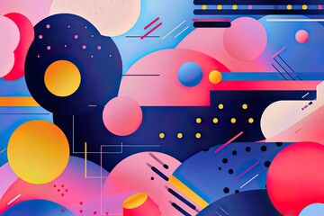 Obraz premium Detailed and Realistic Memphis-Inspired Background with Intricate Elements