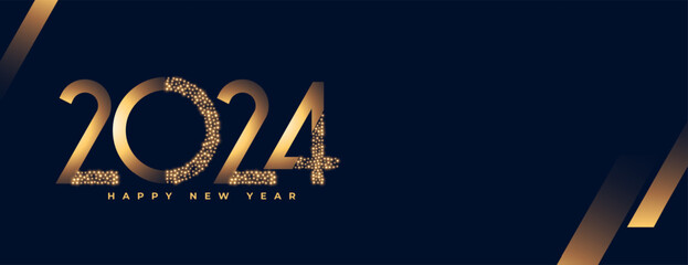 2024 new year festive banner  with golden sparkling effect