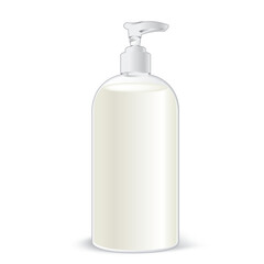 A transparent bottle sample with white pump