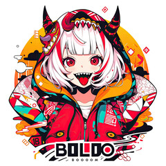 Woman with funky anime style design for your tee