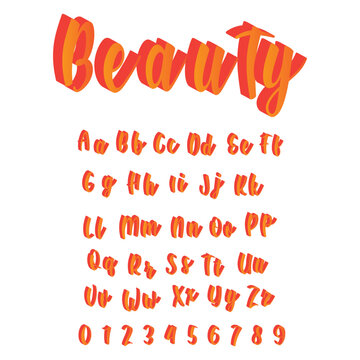 Beauty Handwriting 3D Alphabet Design Orange Gradient Color