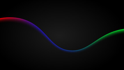 Abstract wave of shape on black background. 2024 Happy New Year background with colorful waves on black background.suit for banner, flyer, card, or brochure cover. Vector illustration