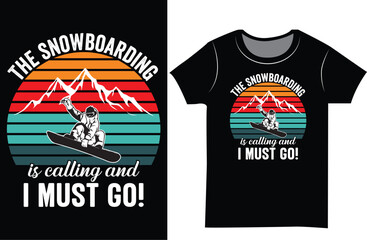 Snowboarding Retro vintage color graphics T-shirt