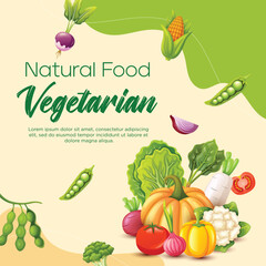 Organic and healthy food template social media post design