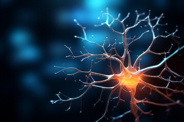 The striking image of a neuron and its branching dendrites - obrazy, fototapety, plakaty