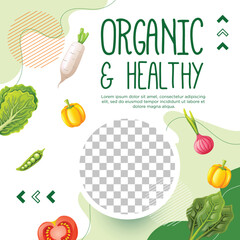 Organic and healthy food template social media post design