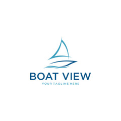  Boat  view, Sailing ship and Wave logo vector illustration design collection