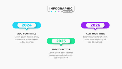Vector timeline infographic design template with 3 steps or options