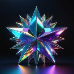 Holographic star on black background. AI