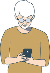 Elder man with smartphone