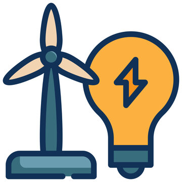eco power energy saving wildmill bulb filled outline
