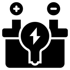 saving energy power battery light bulb solid glyph