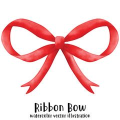 Ribbon, Bow, Watercolor, Vector, illustration