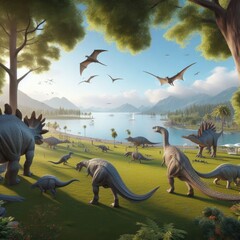 Obraz premium dinosaurs in the land