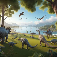 Gordijnen dinosaurs in the land © Anything Design
