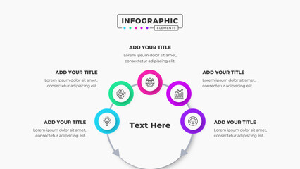 Vector business circle infographic design template with 5 steps or options