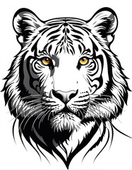 tiger drawn with line