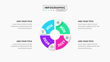 Vector business circle timeline infographic design template with 4 steps or options