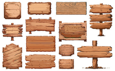 木製看板ベクターイラストセット - obrazy, fototapety, plakaty