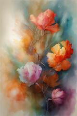 abstract watercolor background background with flowers
