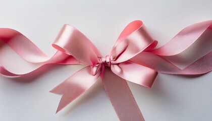 Pink Ribbons with Bow on white background 