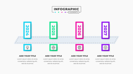 Fototapeta premium Vector business timeline infographic design template with 4 steps or options
