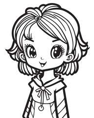 Obraz premium Princess vector coloring book black and white for adults isolated line art on white background.