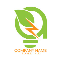 Creative Ideas Logo. A letter logo template. leaf and power  combine logo