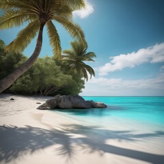 The beach of a tropical island with palms