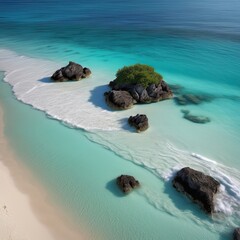 The beach of a tropical island with palms