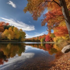 Scenic with of a pond in autumn